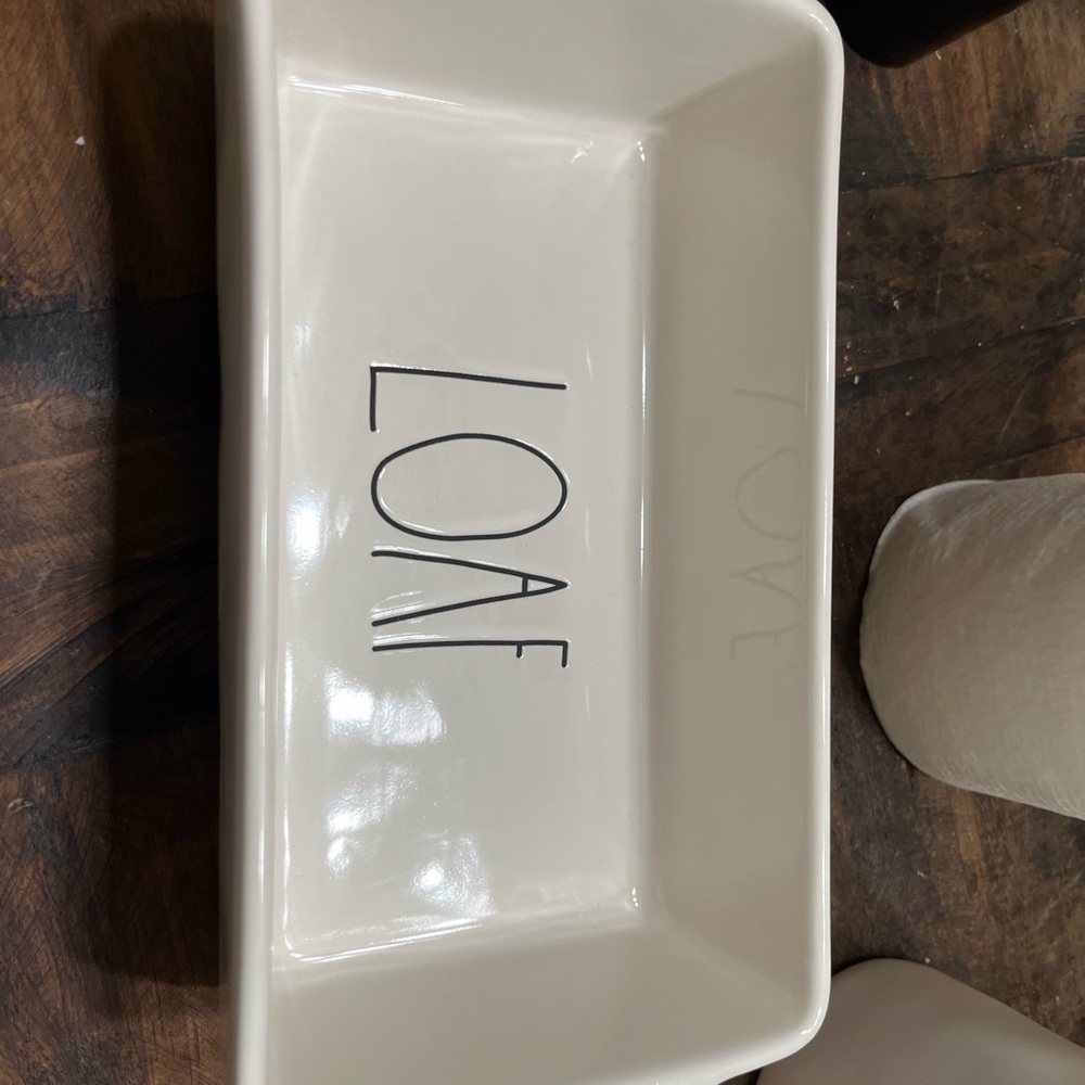 Rae Dunn Cream Ceramic Loaf Pan